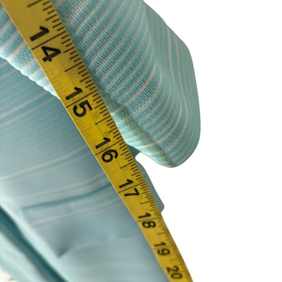 Vintage 60s Blue White Ribbed Long Jacket Medium - Picture 8 of 13